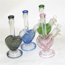 9 inch glass water bong hookahs pink dab oil rigs bubbler tall thick beaker mini waterpipe with 14mm bowl and downstem