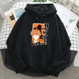 Tobio Kageyama Anime Character Haikyuu Hoodie Man Loose Casual Sweatshirts Autumn Homme Long Sleeve Pocket Streetwear Black Top H0909