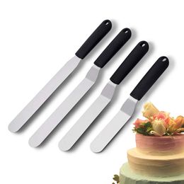 Cake Decorating Angled Icing Spatula Set of 4 , Stainless Steel Offset Spatulas Cake Decorating Supplies