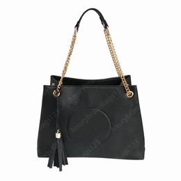 Luxurys Designers Bags Fashion Pu Leather totes Handbags Shoulder Bags Black Gold chain tassels bag Crossbody bags Pure Color Female Women purse wallet