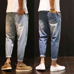 High quality 2021 spring summer Casual washing Vintage hip hop student teenagers thin jeans men loose harem pants male G0104