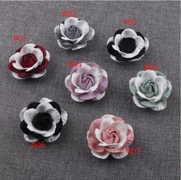 2.2" Two-tone Rosette Flowers Rose Flowers Flat Back For Hair Accessories Brooches Wedding Decoration 9 Colors U Pick 100Pcs