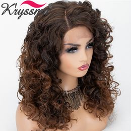 Synthetic Lace Front Wigs For Black Women Brown Cosplay Wigs Synthetic L Part Ombre Wig Natural Hairline Wigsfactory direct