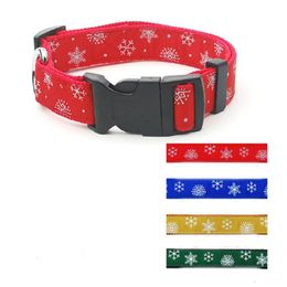 Christmas Pet Dog Collar High Quality Nylon Material With Snowflak Lead Harness For Dogs Adjustable Collars & Leashes