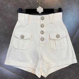 DEAT Spring Arrivals Diamonds Buttons High Waist Slim Casual Shorts Women ML570 210611