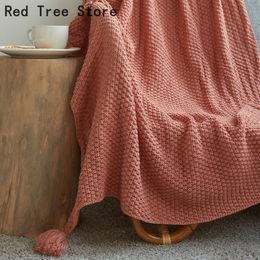 Tassels Knitted All Season Popular Home Bed Comforter Blanket Simple Solid Colors Women Manta Furniture Covering Blanket