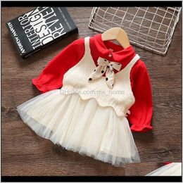 Clothing Baby Kids Maternity Drop Delivery 2021 Spring Born Girl Meshknit Waistcoat Tutu Suit For Baby Children Girls Clothes 1 Year Annivers