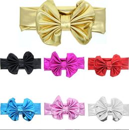 2021 metal color latest BOW hair band bronzing headband Baby Metallic big bow elastic headband Vintage Head Wrap Hair Accessories