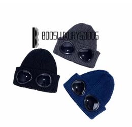 Two lens cp windbreak hood beanies outdoor cotton knitted men mask casual male skull hats black grey bonnet