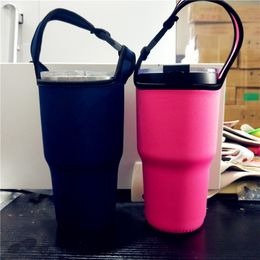 Drinkware Handle Neoprene Handheld Cup Cover Solid Colour 30OZ Tumbler Water Bottle Sleeve Carrier Travel Mug Holder Bag Case Pouch Warmer Thermal Covers ZWL731
