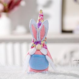 NEWEaster Bunny Gnome Decoration Handmade Plush Faceless Dwarf Doll Holiday Home Party Ornaments Kids Gift CCE12194