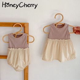 summer paragraph princess dress stitching baby Romper vest leotard climbing clothes born girl 210515