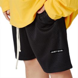 Men's Hip Hop Casual Shorts Mesh Gym Fitness Short Pants Streetwear Joggers Sportswear Bottoms Men Bodybuilding Shorts Homme 210421