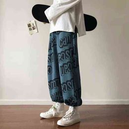 Y2k Woman Pants Female Korean Style Loose Straight Nine-point Casual Pants Hip-hop Wide Leg Harajuku Harem Pants Woman Letter Y211115