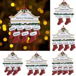 DIY Personalized Christmas Socks Decoration Resin Crafts Cute Creative Sockings Pendant Family Home Ornament