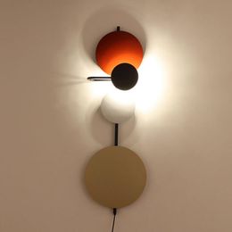 Wall Lamp Modern Led For Bedroom Bathroom Colorful Art Home Decor DIY Round Circle Metal Bedside Indoor Lighting 220V