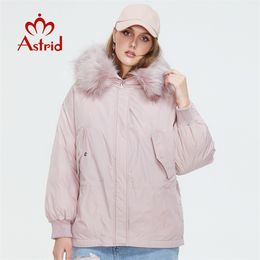 Astrid Winter Women's Parkas Oversize Thick Cotton warm Jackets Female Coats with Hooded Real Fur Loose Short Outerwear 211216