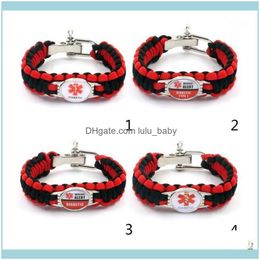 Tennis Jewelrytennis Diabetic Bracelets Outdoor Camping Rescue Braided Paracord Awareness Alert Bracelet For Men Women1 Drop Delivery 2021 T