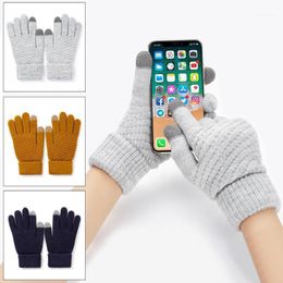 Casual Touch Screen Winter Gloves For Men Women Thick Knitted Full Fingers Wrist Solid Colour Mittens1