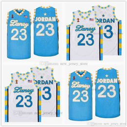 Movie 23# JODAN JERSEY WHITE BLUE Custom DIY Design Stitched College Basketball Jerseys