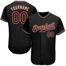 Custom Black Crimson-Khaki Authentic Baseball Jersey