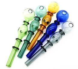 14mm Colorful double bubble glass straight pot Wholesale Glass bongs Oil Burner Glass Pipes Water Pipes Oil Rigs Oil