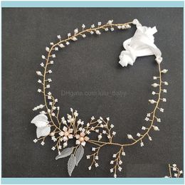 Headbands Jewelryfloralbride Ins Style Alloy Flower Leaf Rhinestone Opal Crystal Bridal Headband Wedding Vine Hair Aessories Women Jewelry D