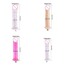 Nxy Sex Products Dildos Realistic Dildo for Women Soft Jelly Suction Anal Plug Crystal Female Games Erotic Adult 18 + 1227