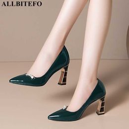 ALLBITEFO high quality genuine leather brand high heels office ladies shoes autumn women high heel shoes women shoes size:33-43 210611