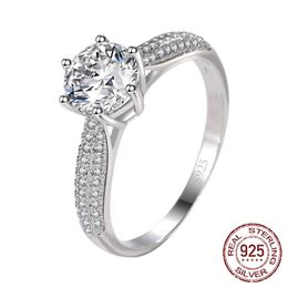 Luxury 1.7ct Cubic Zircon Solitaire Ring 100% Real 925 Sterling Silver Wedding Engagement Rings for Women Jewellery J-351