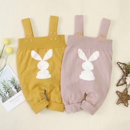 Children Baby Boys Girls Cute Rabbit Braces Rompers Clothes Autumn Winter Boy Girl Kids Knitting Romper 210429