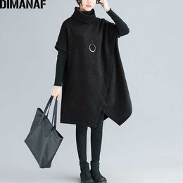 DIMANAF Oversize Winter Autumn Women Pullovers Sweatshirts Cotton Thicken Oversize Turtleneck Lady Tops Female Loose Bat Sleeve 210930