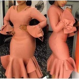 Women Bodycon Party Dress Hollow Out Shoulder Ruffles Long Sleeves with Bowtie Elegant Slim Evening Dating Robes Female Tunics 210416