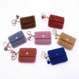20pcs/lot Jewellery Coin Purse Keychains Plush Key Ring Girls Bag Decorations For Women Accessories