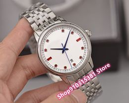 Classic New Men Stainless Steel Red Gem Watches Rose Gold Silver Automatic Mechanical watch Male sport Date clock 40mm