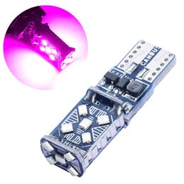 20Pcs/Lot Pink T10 W5W 2016 15SMD Canbus Error Free LED Bulbs For Clearance Lamps Car Interior Dome Lights Wide Voltage 12V 24V