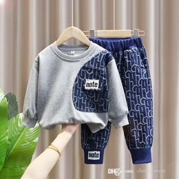 Kids designer Clothing sets Fashion autumn Baby Boy printed long sleeve sports suit children outdoor wear sweatshirts + trousers outfits S1592
