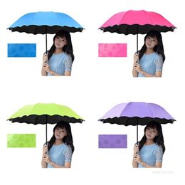 3-Folded Dustproof Anti-UV Umbrella Sunshade Umbrella Magic Flower Dome Sunscreen Portable Umbrellas T2I52165