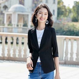 Summer women's office suit Casual Slim Half Sleeve Women's Blazer Checked jacket casual small feminine 210527