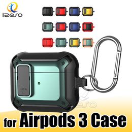 Case for Air pods 3 Airpods Pro Headphone Accessories Anti-drop PC Protective Cover with Hook Clasp Keychain Anti Lost izeso