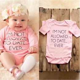 wholesale cute infant toddler baby girl princess letter rompers little pink long sleeve fall winter clothing bebe clothes 210529