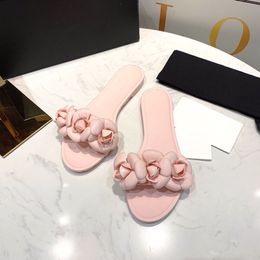 LUXURY The latest Camellia fruit slippers in 2021 women's fashion handmade petal sandals size 35-41