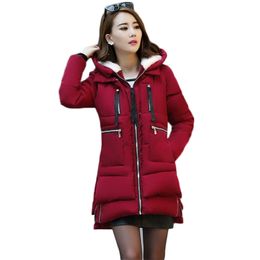 Winter jacket women wine red M-5XL plus size loose fashion down cotton coats thick warmth cargo clothing feminina LR831 210531