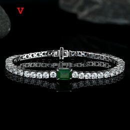 OEVAS 100% 925 Sterling Silver Synthetic Emerald Sparkling High Carbon Diamond Wedding Bracelet For Women Party Fine Jewellery