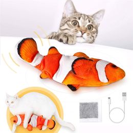 Electric Floppy Fish Cat Toys Interactive Catnip Automatic Flopping Rechargeable Realistic Moving Pet Product for Cats Chew 211122