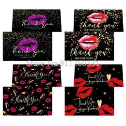 Greeting Cards 50pcs Thank You Card 5*9cm Creative Red Lips For Supporting My Small Business Wedding Festival DIY Gift Decor