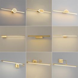 Post-modern Copper Led Wall Light Nordic Luxury Headlight Toilet Dresser Vanity Cabinet Lamp Bathroom Bedroom Lamps