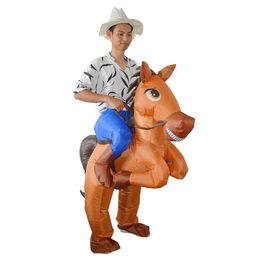 Mascot doll costume Adult Warrior Riding Horse Inflatable Costumes Woman Men Halloween Cartoon Mascot Doll Party Role Play Dress Up Outfit