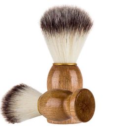 300pcs Fast Ship Nylon Hair Men's Shaver Brush Barber Salon Men Facial Beard Cleaning Appliance Shaving Tool Razor Brushes with Wood Handle