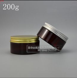 200g/ml Drown Plastic Empty Short Bottles jar with Golden Silver Screw lid Cream Honey Cosmetic Containersgood qty